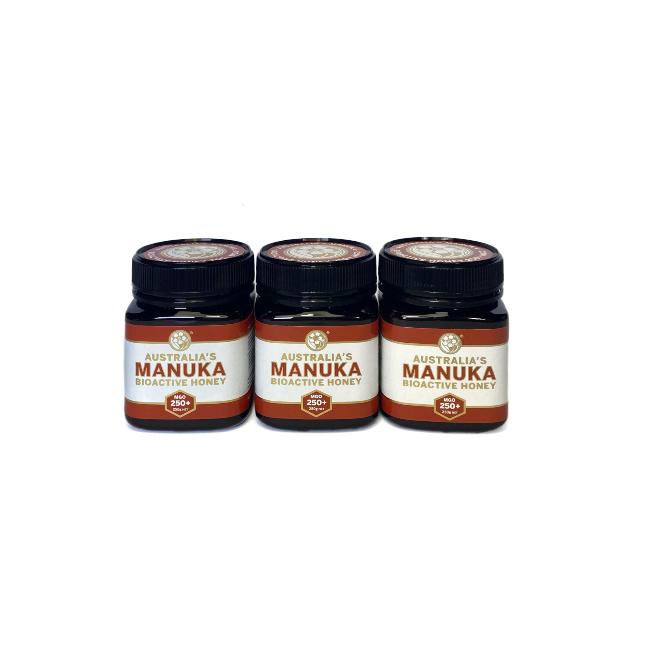 3 jars of Australia's Manuka bioactive honey MGO250+